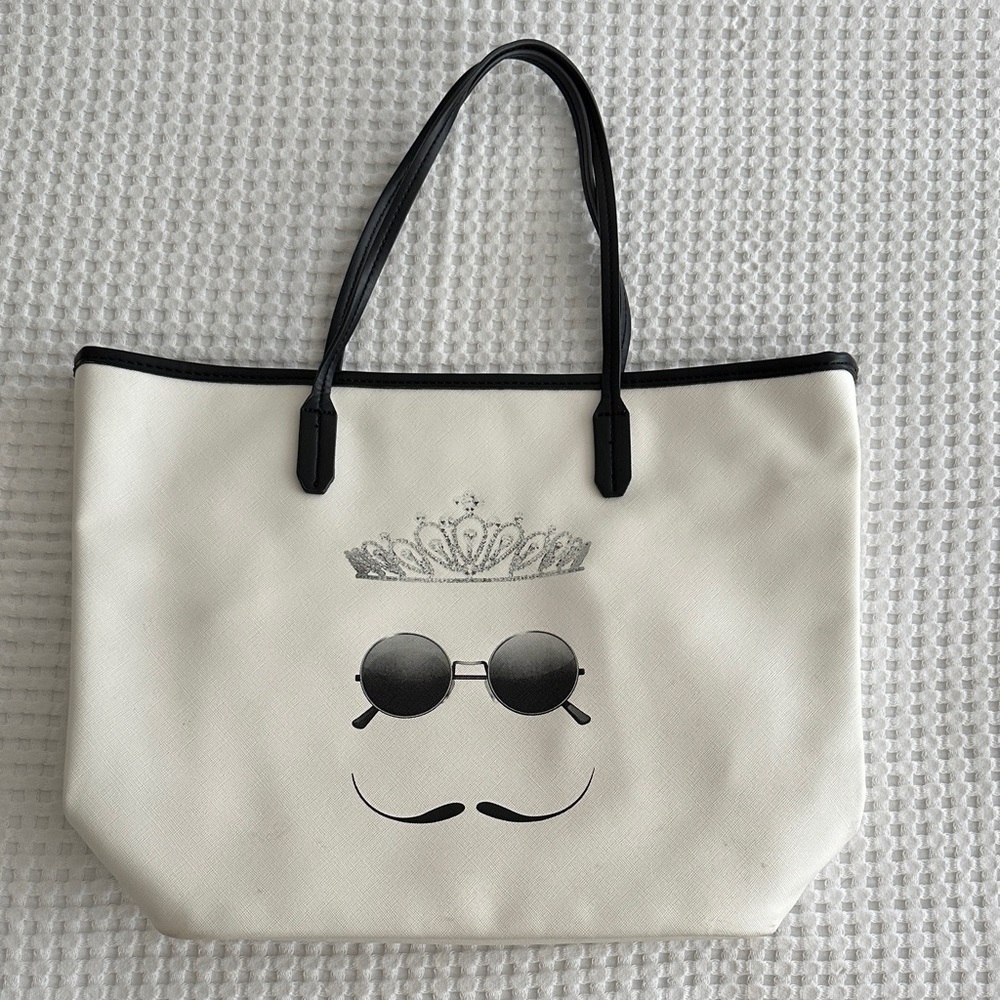 Saks Fifth Avenue Cream Tote with Black Accents